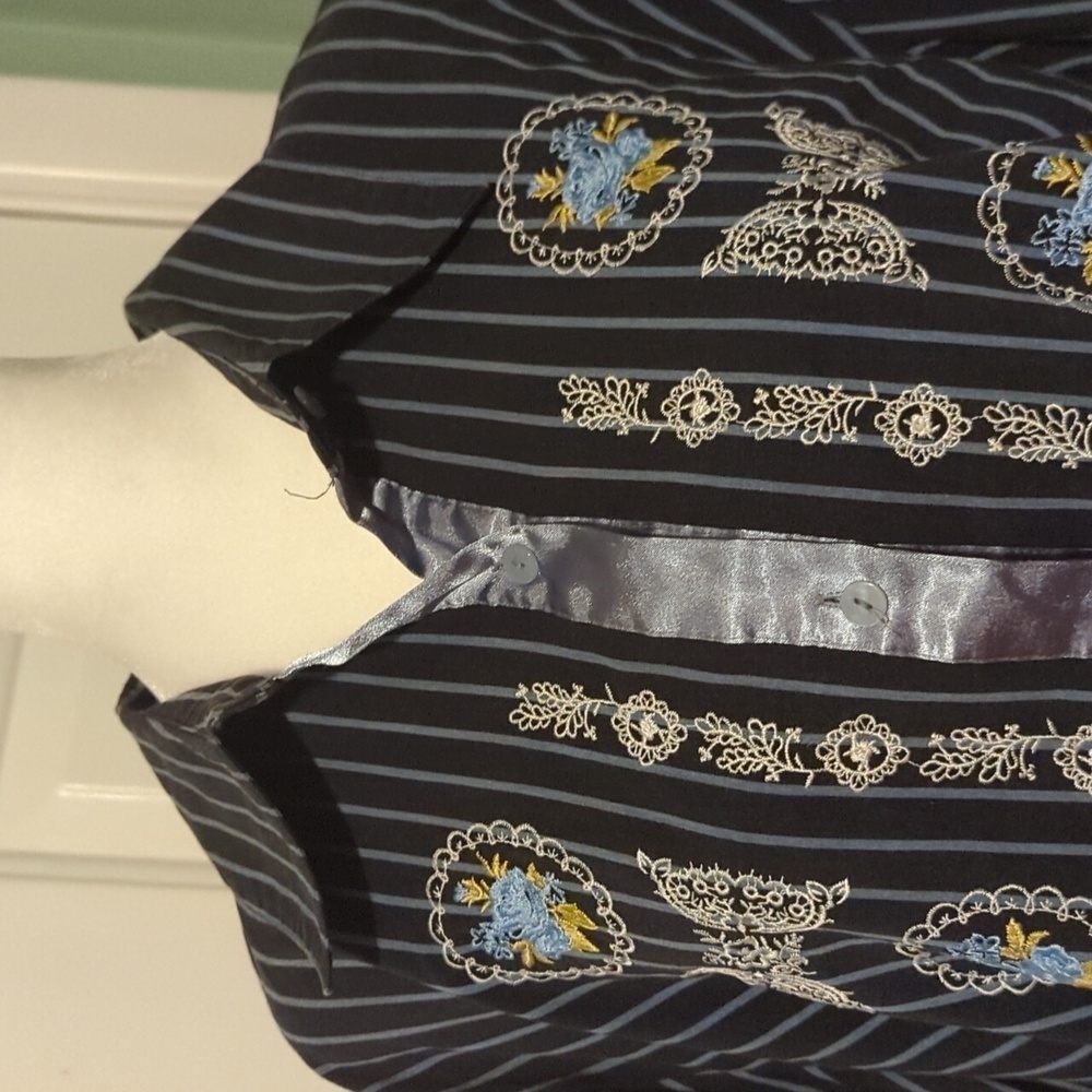 Lane Bryant Pinstriped Long Sleeve Collared Shirt Plus Size Country Western - Picture 7 of 12